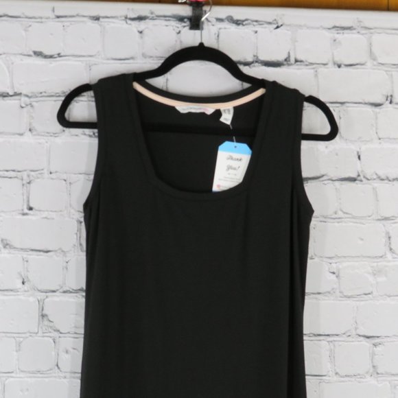 Women's Petite Square Neck Sleeveless Knit Dress - Black - Picture 2 of 5